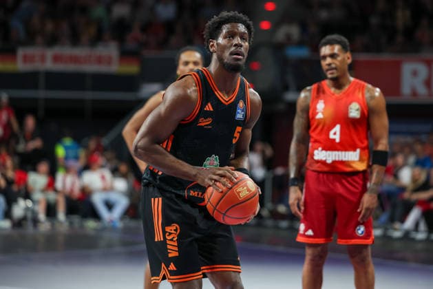 TJ Bamba RASTA Vechta, 05 at free throw, GER, FC Bayern Basketball vs Rasta Vechta, Basketball, easycredit Basketball Bundesliga, 32 Matchday, Season 2025 2026, 03 05 2026, GER, FC Bayern Basketball vs Rasta Vechta, Basketball, easycredit Basketball Bundesliga, 32 Matchday, Season 2025 2026, 03 05 2026 Muenchen Copyright: xEibner-Pressefoto JennixMaulx EP_JML