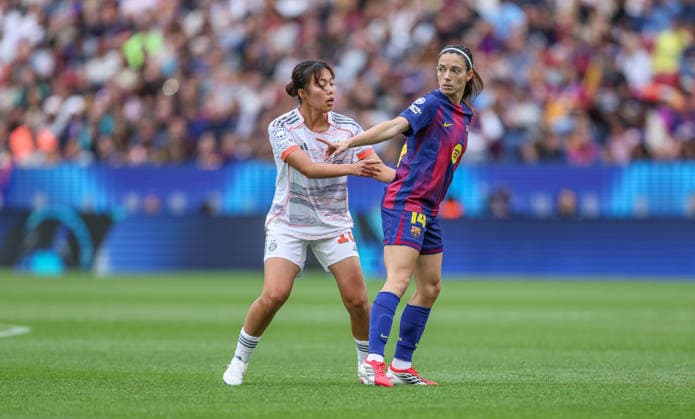 ESP, Barcelona, FC Barcelona vs FC Bayern Munich, WomenÂs Champions League, Football, UEFA, 2025 2026 season, Camp Nou, semi-final, second leg in picture Aitana Bonmati FC Barcelona 14 makes her comeback from injury DFB DFL REGULATIONS PROHIBIT ANY USE OF PHOTOGRAPHS AS IMAGE SEQUENCES AND OR QUASI VIDEO, 03 05 2026 Copyright: HMBxMedia HendrikxHamelau