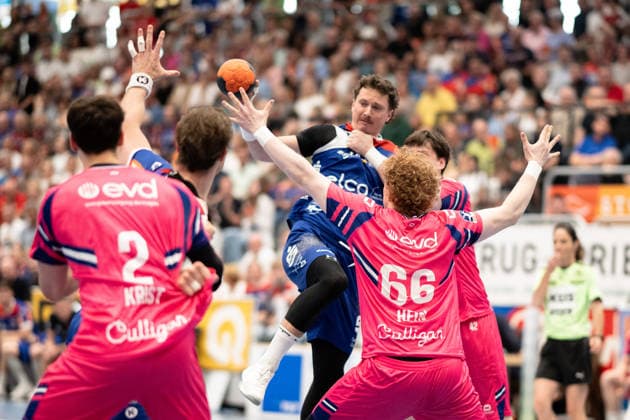 Mex Raguse HBW Balingen Weilstetten, 06 , against Julius Hein TSV Bayer Dormagen, 66 , HBW Balingen Weilstetten vs TSV Bayer Dormagen, Handball, 2 Bundesliga, Matchday 30, Season 2025 2026, 03 05 2026, Eibner Pressefoto Andreas Ulmer HBW Balingen Weilstetten vs TSV Bayer Dormagen, Handball, 2 Bundesliga, Matchday 30, Season 2025 2026, 03 05 2026, Balingen Copyright: xEibner-Pressefoto AndreasxUlmerx EP_AUR