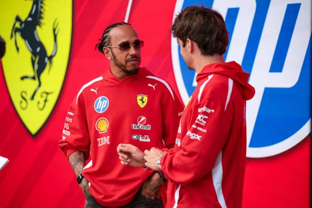 F1 - MIAMI GRAND PRIX 2026 HAMILTON Lewis (gbr), Scuderia Ferrari SF-26, LECLERC Charles (mco), Scuderia Ferrari SF-26, portrait during the Formula 1 Miami Grand Prix 2026, 4th round of the 2026 Formula One World Championship, WM, Weltmeisterschaft from May 1 to 3, 2026 on the Miami International Autodrome, in Miami Gardens, USA - Miami GardensUnited States Copyright: xDPPIx
