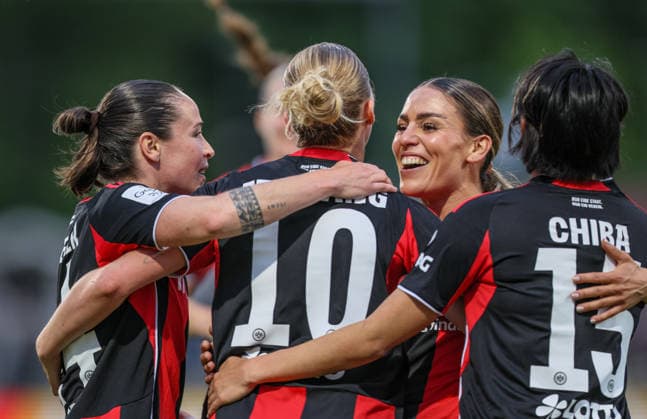 GER, Frankfurt, Eintracht Frankfurt vs FC Nürnberg, Google Pixel Bundesliga, Football, DFB, Season 2025 2026, Stadion am Brentanobad, 24 Matchday in picture Laura Freigang Eintracht Frankfurt Women 10 scores the goal to 3 1, Goal, Cheers and joy, Emotions DFB DFL REGULATIONS PROHIBIT ANY USE OF PHOTOGRAPHS AS IMAGE SEQUENCES AND OR QUASI VIDEO, 04 05 2026 Copyright: HMBxMedia HendrikxHamelau