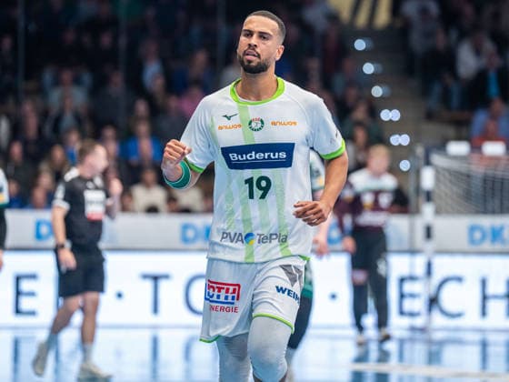 Philipp Ahouansou HSG Wetzlar, 19 clenches his cheering fist, Frisch Auf Goeppingen vs HSG Wetzlar, Handball, 1 Bundesliga, Men, Season 2025 2026, 07 05 2026, Frisch Auf Goeppingen vs HSG Wetzlar, Handball, 1 Bundesliga, Men, Season 2025 2026, 07 05 2026 Goeppingen Copyright: xEibner-Pressefoto MichaelxSchmidx EP_MST