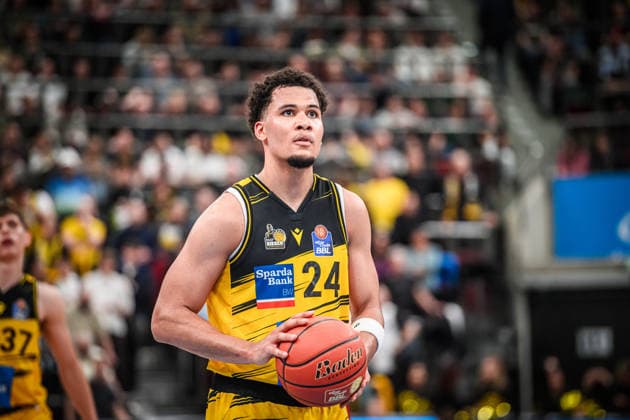 Brandon Tischler MHP RIESEN Ludwigsburg, 24 GER, MHP Riesen Ludwigsburg vs FC Bayern Muenchen Basketball, Basketball Bundesliga, easycredit BBL, 33 Matchday, Season 2025 2026, 07 05 2026 GER, MHP Riesen Ludwigsburg vs FC Bayern Muenchen Basketball, Basketball Bundesliga, easycredit BBL, 33 Matchday, Season 2025 2026, 07 05 2026 Ludwigsburg Copyright: xSandyxDinkelackerx EP_SDR