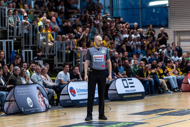 Nicolai Bohn Referee GER, Bozic Estriche Knights Kirchheim vs BG Goettingen, BARMER 2 Basketball Bundesliga, Playoffs Game 4, Season 2025 2026, 14 05 2026 GER, Bozic Estriche Knights Kirchheim vs BG Goettingen, BARMER 2 Basketball Bundesliga, Playoffs Game 4, Season 2025 2026, 14 05 2026 Goeppingen Copyright: xEibner-Pressefoto NinaxSanderx EP_NSR