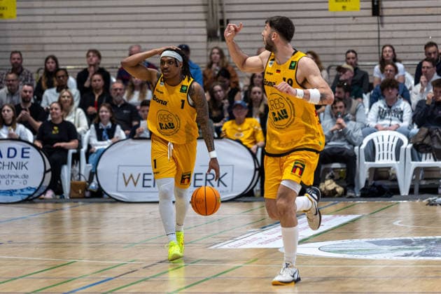 Phillip Montreal Russell Bozic Estriche Knights Kirchheim, 01 Aeneas Jung Bozic Estriche Knights Kirchheim, 19 GER, Bozic Estriche Knights Kirchheim vs BG Goettingen, BARMER 2 Basketball Bundesliga, Playoffs Game 4, Season 2025 2026, 14 05 2026 GER, Bozic Estriche Knights Kirchheim vs BG Goettingen, BARMER 2 Basketball Bundesliga, Playoffs Game 4, Season 2025 2026, 14 05 2026 Goeppingen Copyright: xEibner-Pressefoto NinaxSanderx EP_NSR