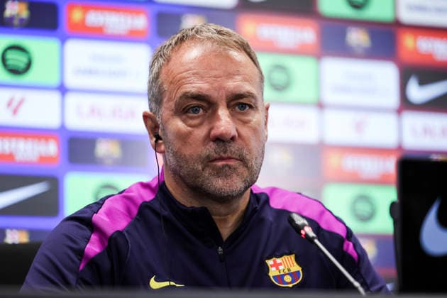 May 16, 2026, Sant Joan Despi, Barcelona, SPAIN: Hansi Flick, head coach of FC Barcelona, Barca attends his press conference, PK, Pressekonferenz during the training day of FC Barcelona ahead the Spanish League, LaLiga EA Sports, football match against Real Betis at Ciudad Esportiva Joan Gamper on May 16, 2026 in Sant Joan Despi, Barcelona, Spain. FC Barcelona Training And Press Conference - LaLiga EA Sports - ZUMAa181 20260516_zaa_a181_121 Copyright: xJavierxBorregox
