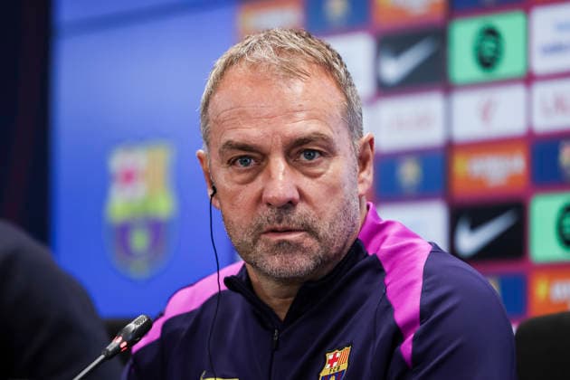 May 16, 2026, Sant Joan Despi, Barcelona, SPAIN: Hansi Flick, head coach of FC Barcelona, Barca attends his press conference, PK, Pressekonferenz during the training day of FC Barcelona ahead the Spanish League, LaLiga EA Sports, football match against Real Betis at Ciudad Esportiva Joan Gamper on May 16, 2026 in Sant Joan Despi, Barcelona, Spain. FC Barcelona Training And Press Conference - LaLiga EA Sports - ZUMAa181 20260516_zaa_a181_126 Copyright: xJavierxBorregox