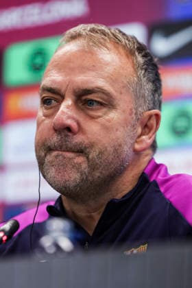 May 16, 2026, Sant Joan Despi, Barcelona, SPAIN: Hansi Flick, head coach of FC Barcelona, Barca attends his press conference, PK, Pressekonferenz during the training day of FC Barcelona ahead the Spanish League, LaLiga EA Sports, football match against Real Betis at Ciudad Esportiva Joan Gamper on May 16, 2026 in Sant Joan Despi, Barcelona, Spain. FC Barcelona Training And Press Conference - LaLiga EA Sports - ZUMAa181 20260516_zaa_a181_128 Copyright: xJavierxBorregox
