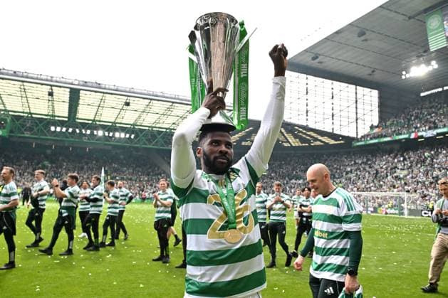 Kelechi Iheanacho of Celtic celebrates at full time Celtic v Heart of Midlothian, William Hill Scottish Premiership, Football, Celtic Park, Glasgow, Scotland, UK - 16 May 2026Glasgow Celtic Park United Kingdom EDITORIAL USE ONLY No use with unauthorised audio, video, data, fixture lists, club league logos or live services. Online in-match use limited to 120 images, no video emulation. No use in betting, games or single club league player publications. Copyright: xMarkxRunnacles Shutterstockx 16876830dm