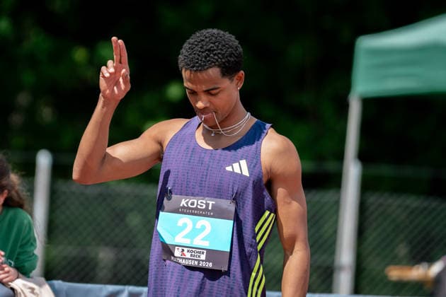 Joshua Abuaku Eintracht Frankfurt e V , 300m hurdles men, 22 , GER, Leichtathletik, Athletics, Internationales KOST Laeufermeeting, Pliezhausen, 17 05 2026, GER, Leichtathletik, Athletics, Internationales KOST Laeufermeeting, Pliezhausen, 17 05 2026 Pliezhausen Copyright: xStefanxMayerx EP_SMR