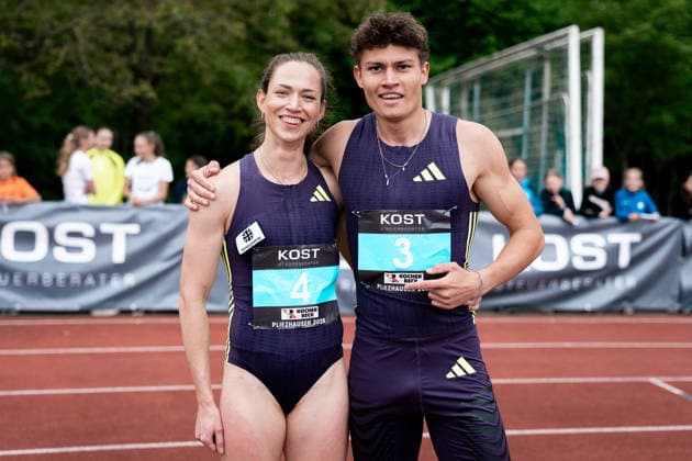 Eileen Demes TV 1861 Neu Isenburg, 300m hurdles women, 4 , Owe Fischer Breiholz Koenigsteiner LV, 300m hurdles men, 3 , GER, Leichtathletik, Athletics, Internationales KOST Laeufermeeting, Pliezhausen, 17 05 2026, GER, Leichtathletik, Athletics, Internationales KOST Laeufermeeting, Pliezhausen, 17 05 2026 Pliezhausen Copyright: xStefanxMayerx EP_SMR