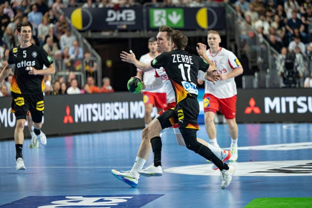 Mens Handball International Match, Germany Denmark May 17, 2026 Miro Schluroff Germany Deutschland, 5 , Lasse Andersson Denmark, 28 , Lukas Zerbe Germany Deutschland, 17 , Emil Bergholt Denmark, 33 , Mens Handball International Match, Germany Denmark May 17, 2026 Copyright: xBEAUTIFULxSPORTS Erlhofx