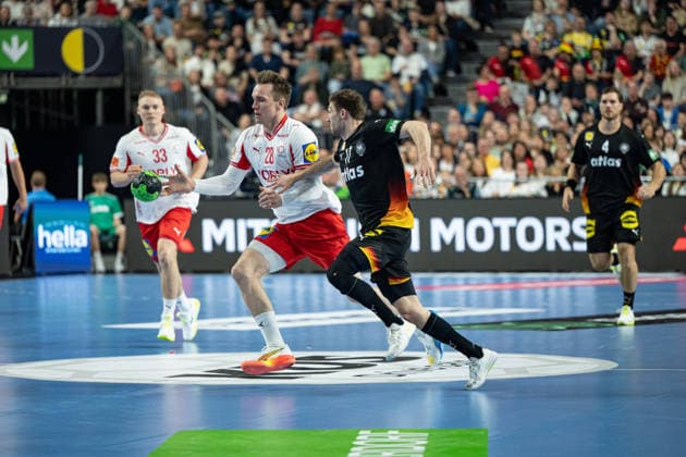 Mens Handball International Match, Germany Denmark May 17, 2026 Emil Bergholt Denmark, 33 , 28 Lukas Zerbe Germany Germany, 17 , Johannes Golla Germany Germany, 4 , Mens Handball International Match, Germany Denmark May 17, 2026 Copyright: xBEAUTIFULxSPORTS Erlhofx