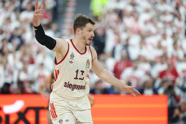 Andreas Obst FC Bayern Basketball, 13 gestures, GER, FC Bayern Basketball vs Vet Concept Gladiators Trier, Basketball, easycredit Basketball Bundesliga, Playoffs, Quarterfinals Season 2025 2026, 17 05 2026, GER, FC Bayern Basketball vs Vet Concept Gladiators Trier, Basketball, easycredit Basketball Bundesliga, Playoffs, Quarterfinals Season 2025 2026, 17 05 2026 Muenchen Copyright: xEibner-Pressefoto JennixMaulx EP_JML