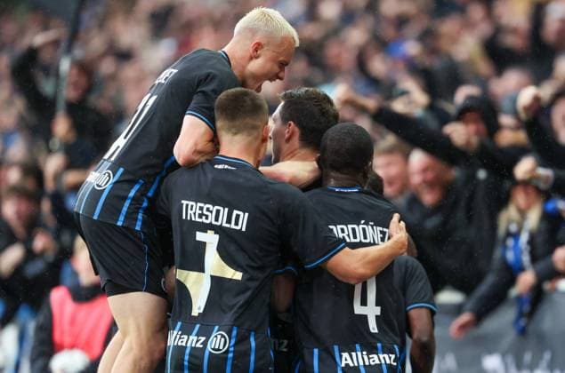 Club s Hans Vanaken celebrates after scoring during a game between Belgian soccer team Club Brugge KV and Royale Union Saint-Gilloise, Sunday 17 May 2026 in Brugge, on day 8 of the Champion s Play-Off (PO 1) competition of the Jupiler Pro League. VIRGINIExLEFOUR x174183644x