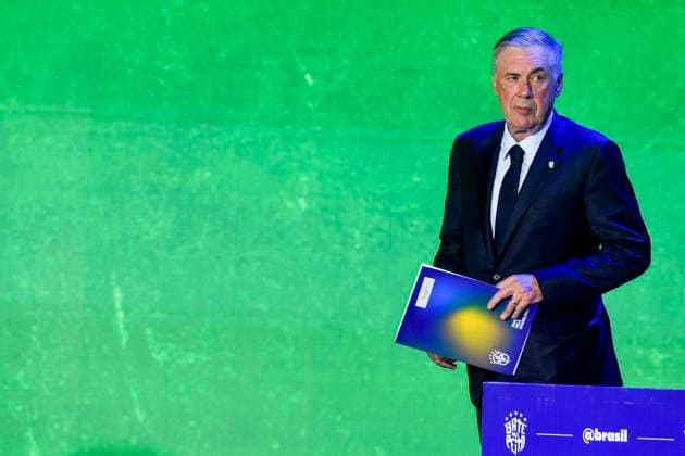 (260519) -- RIO DE JANEIRO, May 19, 2026 -- Carlo Ancelotti, head coach of Brazil s national football team leaves after a press conference, PK, Pressekonferenz announcing the 26-player squad for the 2026 FIFA World Cup, WM, Weltmeisterschaft, Fussball in Rio de Janeiro, Brazil, May 18, 2026. (Photo by Daniel Ramalho Xinhua) (SP)BRAZIL-RIO DE JANEIRO-2026 FIFA WORLD CUP-26-PLAYER SQUAD-PRESS CONFERENCE JinxHaoyuan
