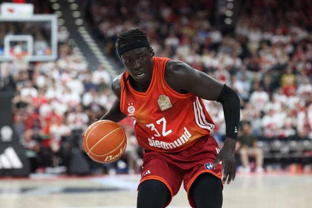 Wenyen Gabriel FC Bayern Basketball, 32 with ball, GER, FC Bayern Basketball vs Vet Concept Gladiators Trier, Basketball, easycredit Basketball Bundesliga, Playoffs, Quarterfinals, Season 2025 2026, 19 05 2026, GER, FC Bayern Basketball vs Vet Concept Gladiators Trier, Basketball, easycredit Basketball Bundesliga, Playoffs, Quarterfinals, Season 2025 2026, 19 05 2026 Muenchen Copyright: xEibner-Pressefoto JennixMaulx EP_JML
