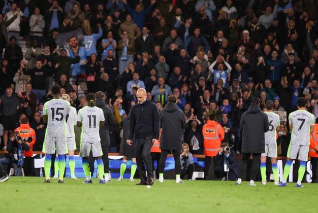 Pep Guardiola the Manchester City manager walking away from his players and fans after the game AFC Bournmeouth v Manchester City, Football, Premier League, Vitality Stadium, Bournemouth, Dorset, UK - 19 05 2026 EDITORIAL USE ONLY No use with unauthorised audio, video, data, fixture lists, club league logos or live services. Online in-match use limited to 120 images, no video emulation. No use in betting, games or single club league player publications. Copyright: xMattxImpey Shutterstockx 16884011bu
