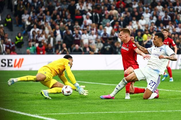 Morgan Rogers of Aston Villa scores a goal for their side to make it 3-0 SC Freiburg v Aston Villa, UEFA Europa League, Final, Football, Besiktas Park, Istanbul, Turkiye - 20 May 2026Istanbul Besiktas Park United Kingdom EDITORIAL USE ONLY No use with unauthorised audio, video, data, fixture lists, club league logos or live services. Online in-match use limited to 120 images, no video emulation. No use in betting, games or single club league player publications. Copyright: xJamesxMarsh Shutterstockx 16883157cy