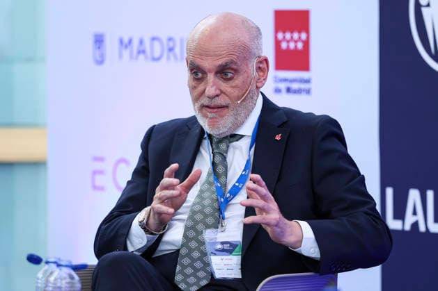 May 21, 2026, Madrid, Madrid, Spain: Javier Tebas, president of LaLiga, participates in a discussion on â€oeTechnology, Piracy, and Artificial Intelligence in Sports†during the ISDE Sports Convention at the Official College of Architects of Madrid on May 21, 2026, in Madrid, Spain. ISDE Sports Convention - â€oeTechnology, Piracy, And Artificial Intelligence In Sports†- ZUMAa181 20260521_zaa_a181_021 Copyright: xIrinaxR.xHipolitox