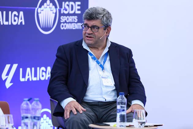 May 21, 2026, Madrid, Madrid, Spain: Juan Fernandez Tamames, lawyer and secretary of the Criminal Compliance Committee at Telefonica Spain, participates in a discussion on â€oeTechnology, Piracy, and Artificial Intelligence in Sports†during the ISDE Sports Convention at the Official College of Architects of Madrid on May 21, 2026, in Madrid, Spain. Madrid Spain - ZUMAa181 20260521_zaa_a181_025 Copyright: xIrinaxR.xHipolitox