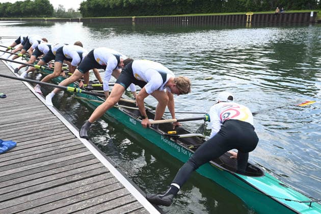 The German Eight with stroke Soenke KRUSE Sönke Julius CHRIST, Tassilo von MUELLER Von Müller , Tobias STRANGEMANN Olaf ROGGENSACK, Mattes SCHOENHERR Schönherr , Paul KLAPPERICH, Theis HAGEMEISTER, cox Jonas WIESEN, launch their boat, rowing, presentation Germany Eight of the 2026 season, on 21 05 2026 in Dortmund Germany Â