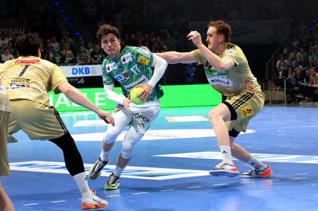 DEU, DHB, 1 HBL, Fuechse Berlin vs Hannover Burgdorf, 21 05 2026, Max Schmeling Halle, Berlin, DEU, DHB, 1 HBL, Fuechse Berlin vs Hannover Burgdorf, in the picture Nils Lichtlein Fuechse Berlin 17 , Lukas Stutzke Hannover Burgdorf 39 nordphotoxGmbHx xEngler nph00076