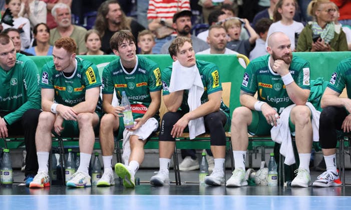 Leipzig, 21.05.2026, Arena Leipzig, Handball, Bundesliga, 32.Spieltag , SC DHfK Leipzig vs. MT Melsungen 27:33 (12:13), Im Bild; Enttäuschung bei Leipzig. , Nur zur redaktionellen Nutzung. Only editorial use. , DHB HBL regulations prohibit any use of photographs as image sequences and or quasi-video. ,