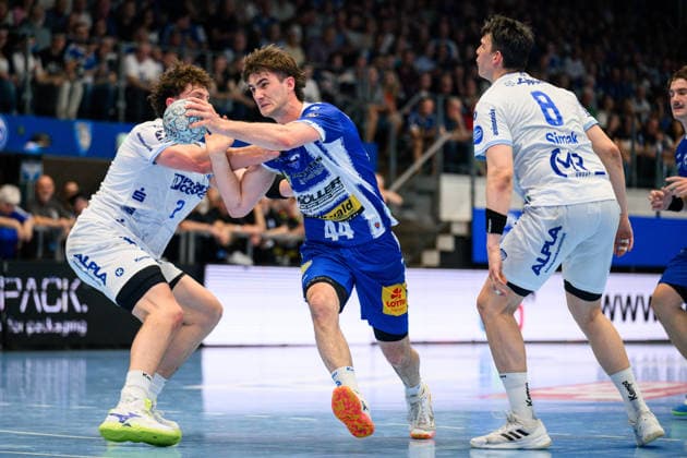 Joel Willecke TBV Lemgo Lippe, 24 , Stephan Seitz ThSV Eisenach, 44 , Frederik Simak TBV Lemgo Lippe, 08 GER, ThSV Eisenach vs TBV Lemgo Lippe, 1 Daikin Handballbundesliga, Handball, 32 Matchday, Season 2025 2026, 22 05 2026 GER, ThSV Eisenach vs TBV Lemgo Lippe, 1 Daikin Handballbundesliga, Handball, 32 Matchday, Season 2025 2026, 22 05 2026 Eisenach Copyright: xEibner-Pressefoto MartinxHerbstx EP_MHT