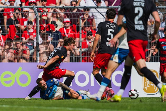 Tobias Eisenhuth Viktoria Köln, 06 fouls Tom Geerkens Fortuna Koeln, 06 and captures the ball, scream, Emotion Fortuna Köln vs FC Viktoria Köln, Football, Landespokal Mittelrhein 2025 26, Final, Season 2025 26, 23 05 2026, Fortuna Köln vs FC Viktoria Köln, Football, Landespokal Mittelrhein, Final, Season 2025 26, 23 05 2026 Köln Copyright: xEibner-Pressefoto LukasxBaldygax EP_LBA
