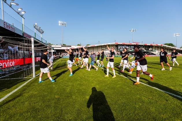 The SC Verl team celebrates after winning the final of the Krombacher Westfalenpokal GER, SC Verl vs SF Lotte, Football, Westfalenpokal, Final, Season 2025 2026, 23 05 2026 DFL Regulations prohibit any use of photographers as image sequences and or quasi video GER, SC Verl vs SF Lotte, Football, Westfalenpokal, Final, Season 2025 2026, 23 05 2026 Verl Copyright: xEibner-Pressefoto JanxRollingerx EP_JSK