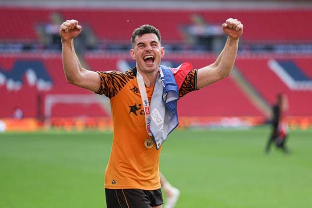John Egan of Hull City celebrates at the end of the match Hull City v Middlesbrough, EFL Sky Bet Championship, Play-Off Final, Football, Wembley Stadium, London, UK - 23 May 2026London Wembley Stadium United Kingdom EDITORIAL USE ONLY No use with unauthorised audio, video, data, fixture lists, club league logos or live services. Online in-match use limited to 120 images, no video emulation. No use in betting, games or single club league player publications. Copyright: xAndrewxFosker Shutterstockx 16887370ei