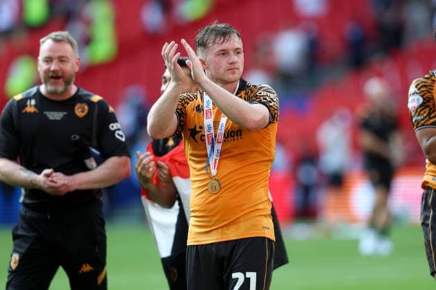 Joe Gelhardt of Hull City celebrates at the end of the match Hull City v Middlesbrough, EFL Sky Bet Championship, Play-Off Final, Football, Wembley Stadium, London, UK - 23 May 2026London Wembley Stadium United Kingdom EDITORIAL USE ONLY No use with unauthorised audio, video, data, fixture lists, club league logos or live services. Online in-match use limited to 120 images, no video emulation. No use in betting, games or single club league player publications. Copyright: xAndrewxFosker Shutterstockx 16887370eg