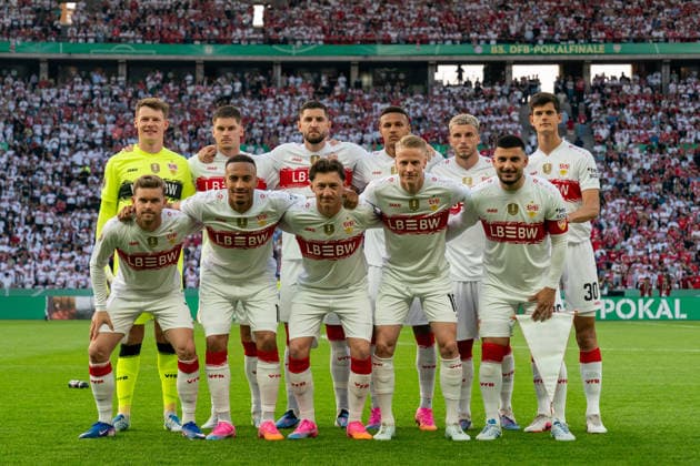 Stuttgart team, team photo, GER, FC Bayern Muenchen vs VfB Stuttgart, football, men, DFB Pokal, final, season 2025 2026, 23 05 2026 DFL REGULATIONS PROHIBIT ANY USE OF PHOTOGRAPHS AS IMAGE SEQUENCES AND OR QUASI VIDEO GER, FC Bayern Muenchen vs VfB Stuttgart, football, men, DFB Pokal, final, season 2025 2026, 23 05 2026 Berlin Copyright: xEibner-Pressefoto MaxxVincenx EP_MVN