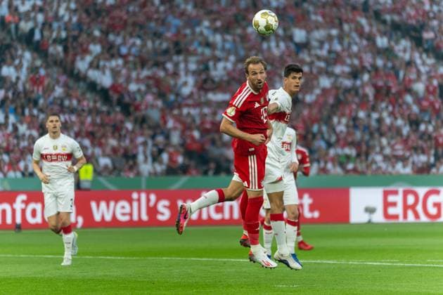 Harry Kane FC Bayern Muenchen, 9 , Chema Andres VfB Stuttgart, 30 , GER, FC Bayern Muenchen vs VfB Stuttgart, Football, Men, DFB Pokal, Final, Season 2025 2026, 23 05 2026 DFL REGULATES PROHIBIT ANY USE OF PHOTOGRAPHS AS IMAGE SEQUENCES AND OR QUASI VIDEO GER, FC Bayern Muenchen vs VfB Stuttgart, Football, Men, DFB Pokal, Final, Season 2025 2026, 23 05 2026 Berlin Copyright: xEibner-Pressefoto MaxxVincenx EP_MVN