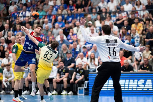 Georg Pohle HBW Balingen Weilstetten, 94 , against Pierre Busch VFL Eintracht Hagen, 83 , HBW Balingen Weilstetten vs VFL Eintracht Hagen, Handball, 2 Bundesliga, 33 Matchday, Season 2025 2026, 23 05 2026, Eibner Pressefoto Andreas Ulmer HBW Balingen Weilstetten vs VFL Eintracht Hagen, Handball, 2 Bundesliga, 33 Matchday, Season 2025 2026, 23 05 2026, Balingen Copyright: xEibner-Pressefoto AndreasxUlmerx EP_AUR