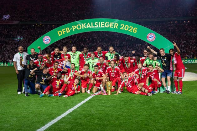 Team picture DFB Pokasieger 2026 FC Bayern Muenchen GER, FC Bayern Muenchen vs VfB Stuttgart, Football, Men, DFB Pokal, Final, Season 2025 2026, 23 05 2026, DFL DFB REGULATIONS PROHIBIT ANY USE OF PHOTOGRAPHS AS IMAGE SEQUENCES AND OR QUASI VIDEO, GER, FC Bayern Muenchen vs VfB Stuttgart, Football, Men, DFB Pokal, Final, Season 2025 2026, 23 05 2026 Berlin Copyright: xEibner-Pressefoto WolfgangxFrankx EP_WFK