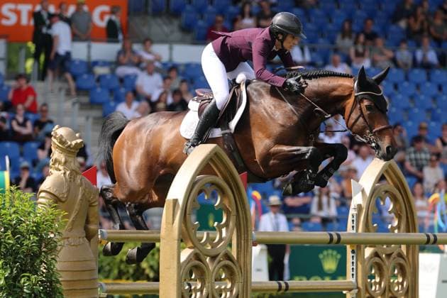 Janika Sprunger SUI with horse Victory Music Z, 1 place, winner, S9 Preis des Handwerks, Youngster Tour Final, CSIYH1 show jumping competition with jump-off for young horses, World Equestrian Festival, TSCHIO Aachen 2026, TSCHIO instead of CHIO 2026, Aachener Soers, 22 to 24 May 2026, equestrian sport, 24 05 2026, Aachener Soers Germany