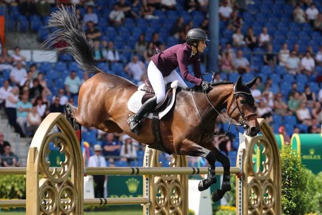 Janika Sprunger SUI with horse Victory Music Z, 1 place, winner, S9 Preis des Handwerks, Youngster Tour Final, CSIYH1 show jumping competition with jump-off for young horses, World Equestrian Festival, TSCHIO Aachen 2026, TSCHIO instead of CHIO 2026, Aachener Soers, 22 to 24 May 2026, equestrian sport, 24 05 2026, Aachener Soers Germany