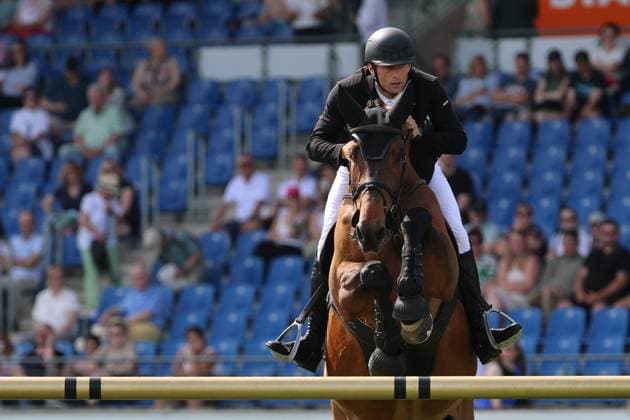 Richard Vogel GER with horse United Call JPS, son of top horse United Touch, S9 Preis des Handwerks, Youngster Tour Final, CSIYH1 Jumping competition with jump-off for young horses, World Equestrian Festival, TSCHIO Aachen 2026, TSCHIO instead of CHIO 2026, Aachener Soers, 22 to 24 May 2026, equestrian sport, 24 May 2026, Aachener Soers Germany