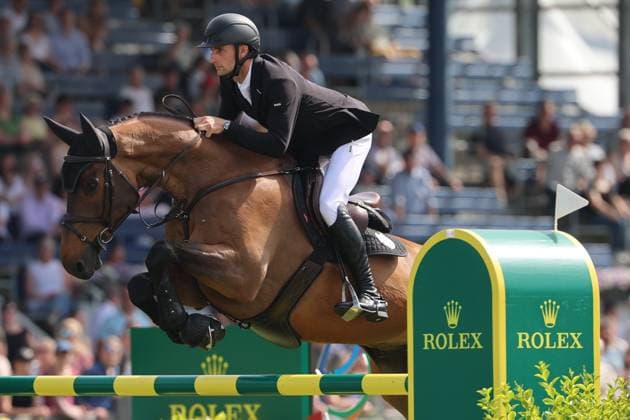 Richard Vogel GER with horse United Call JPS, son of top horse United Touch, S9 Preis des Handwerks, Youngster Tour Final, CSIYH1 Jumping competition with jump-off for young horses, World Equestrian Festival, TSCHIO Aachen 2026, TSCHIO instead of CHIO 2026, Aachener Soers, 22 to 24 May 2026, equestrian sport, 24 May 2026, Aachener Soers Germany