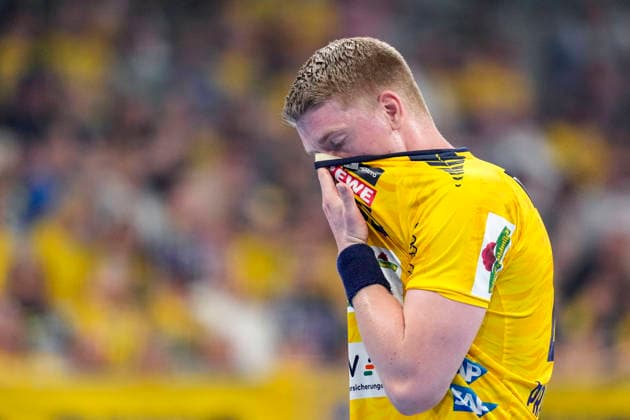 Haukur Thrastarson RNL, 25 , single picture, single photo, action, action, looking disappointed, disappointment, frustration, disappointed, pessimistic, Rhein Neckar Löwen player, 24 05 2026, Mannheim Germany , Handball, Bundesliga, Rhein Neckar Löwen SC Magdeburg xozx