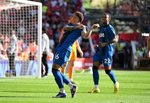 Marcus Tavernier of Bournemouth celebrates after scoring the team s first goal Nottingham Forest v AFC Bournemouth, Premier League, Football, City Ground, Nottingham, UK - 24 May 2026Nottingham City Ground United Kingdom EDITORIAL USE ONLY No use with unauthorised audio, video, data, fixture lists, club league logos or live services. Online in-match use limited to 120 images, no video emulation. No use in betting, games or single club league player publications. Copyright: xAnnaxGowthorpe Shutterstockx 16889857ah