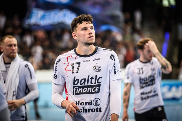 Marko Grgic SG Flensburg Handewitt, 17 and team visibly disappointed after away defeat in Stuttgart GER, TVB Stuttgart SG Flensburg Handewitt, DAIKIN HBL, Handball, Bundesliga, Matchday 32, Season 2025 2026, 24 05 2026 GER, TVB Stuttgart SG Flensburg Handewitt, DAIKIN HBL, Handball, Bundesliga, Matchday 32, Season 2025 2026, 24 05 2026 Stuttgart Copyright: xSandyxDinkelackerx EP_SDR