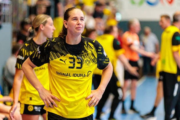 Guro Nestaker Borussia Dortmund, 33 is disappointed about the 28 27 defeat GER, HSG Blomberg Lippe vs Borussia Dortmund, Handball, 1 Bundesliga Women, Play Offs, Final, Game 2, 24 05 2026 GER, HSG Blomberg Lippe vs Borussia Dortmund, Handball, 1 Bundesliga Women, Play Offs, Final, Game 2, 24 05 2026 Blomberg Copyright: xEibner-Pressefoto JanxRollingerx EP_JSK