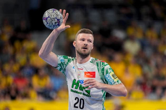 Philipp Weber SCM, 20 , on the ball, single picture, single photo, action, action, 24 05 2026, Mannheim Germany , Handball, Bundesliga, Rhein Neckar Löwen SC Magdeburg xozx