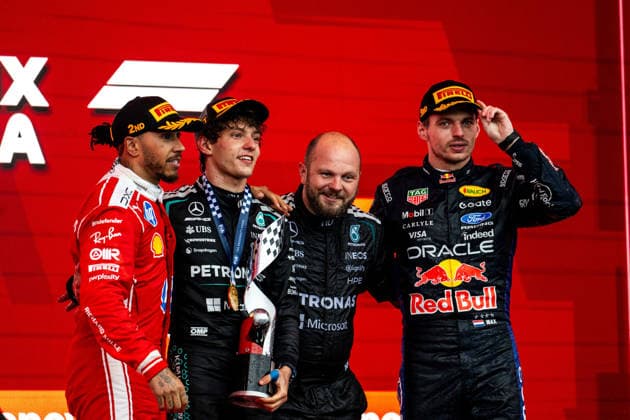 F1 - CANADIAN GRAND PRIX 2026 HAMILTON Lewis (gbr), Scuderia Ferrari SF-26, portrait KIMI ANTONELLI Andrea (ita), Mercedes AMG F1 Team W16, portrait VERSTAPPEN Max (nld), Red Bull Racing Ford RB22, portrait podium during the Formula 1 Grand Prix du Canada 2026, 5th round of the 2026 Formula One World Championship, WM, Weltmeisterschaft from May 22 to 24, 2026 on the Circuit Gilles Villeneuve, in Montrà al, Canada - Montrà alCanada Copyright: xALBERTOxVIMERCATIx