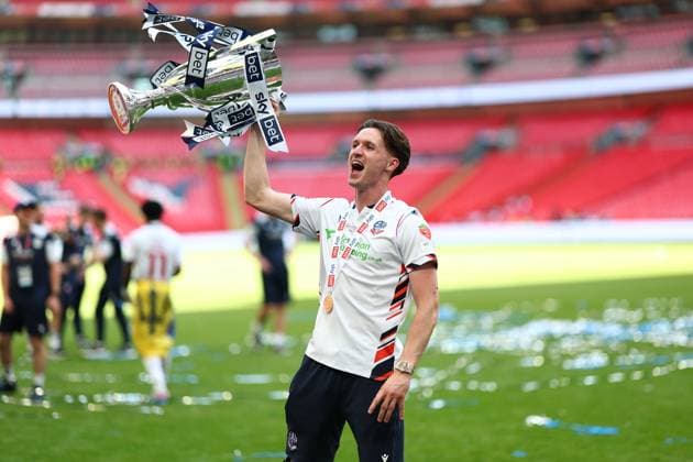 Johnny Kenny of Bolton Wanderers celebrates after winning the Sky Bet EFL League One Play-off Final and promotion to the Sky Bet EFL Championship Bolton Wanderers v Stockport County, EFL Sky Bet League One, Play-Off Final, Football, Wembley Stadium, London, UK - 24 May 2026London Wembley Stadium United Kingdom EDITORIAL USE ONLY No use with unauthorised audio, video, data, fixture lists, club league logos or live services. Online in-match use limited to 120 images, no video emulation. No use in betting, games or single club league player publications. Copyright: xSimonxDael Shutterstockx 16889811lh