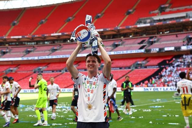 Johnny Kenny of Bolton Wanderers celebrates after winning the Sky Bet EFL League One Play-off Final and promotion to the Sky Bet EFL Championship Bolton Wanderers v Stockport County, EFL Sky Bet League One, Play-Off Final, Football, Wembley Stadium, London, UK - 24 May 2026London Wembley Stadium United Kingdom EDITORIAL USE ONLY No use with unauthorised audio, video, data, fixture lists, club league logos or live services. Online in-match use limited to 120 images, no video emulation. No use in betting, games or single club league player publications. Copyright: xSimonxDael Shutterstockx 16889811le