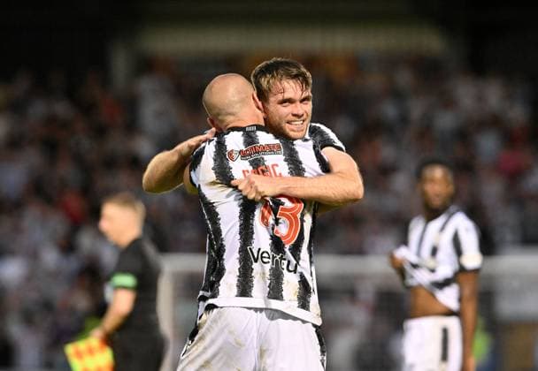 Goal scorer Marcus Fraser of St Mirren with Alex Gogic of St Mirren at full time St Mirren v Partick Thistle, William Hill Scottish Premiership Play-Offs Final, Second Leg, Football, SMiSA Stadium, Paisley, Scotland, UK - 25 May 2026Paisley SMiSA Stadium United Kingdom EDITORIAL USE ONLY No use with unauthorised audio, video, data, fixture lists, club league logos or live services. Online in-match use limited to 120 images, no video emulation. No use in betting, games or single club league player publications. Copyright: xMarkxRunnacles Shutterstockx 16889990as
